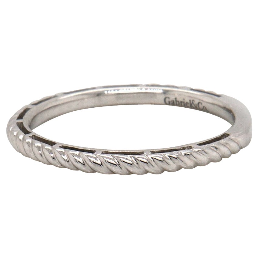New Gabriel & Co. Twisted Rope Stackable Band Ring in 14K White Gold For Sale