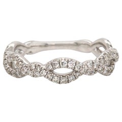 New Gabriel & Co. Diamond Twist Wedding Band Ring in 14K White Gold