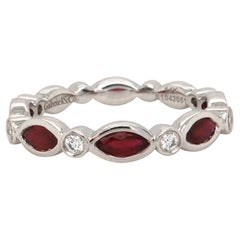 New Gabriel & Co. Marquise Ruby and Diamond Band Ring in 14K White Gold