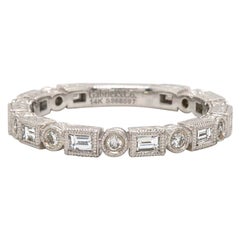 New Gabriel & Co. Baguette and Round Diamond Eternity Band Ring in 14K