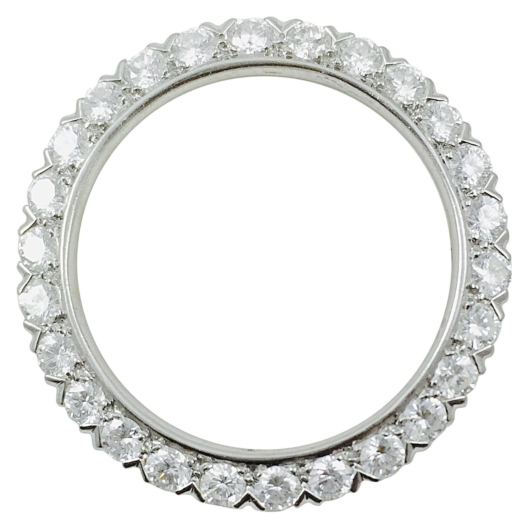 1960s Diamond Platinum Circle Brooch For Sale