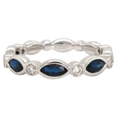 New Gabriel & Co. Marquise Sapphire and Diamond Band Ring in 14K White Gold