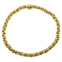 18K Gold Barrel Link Necklace