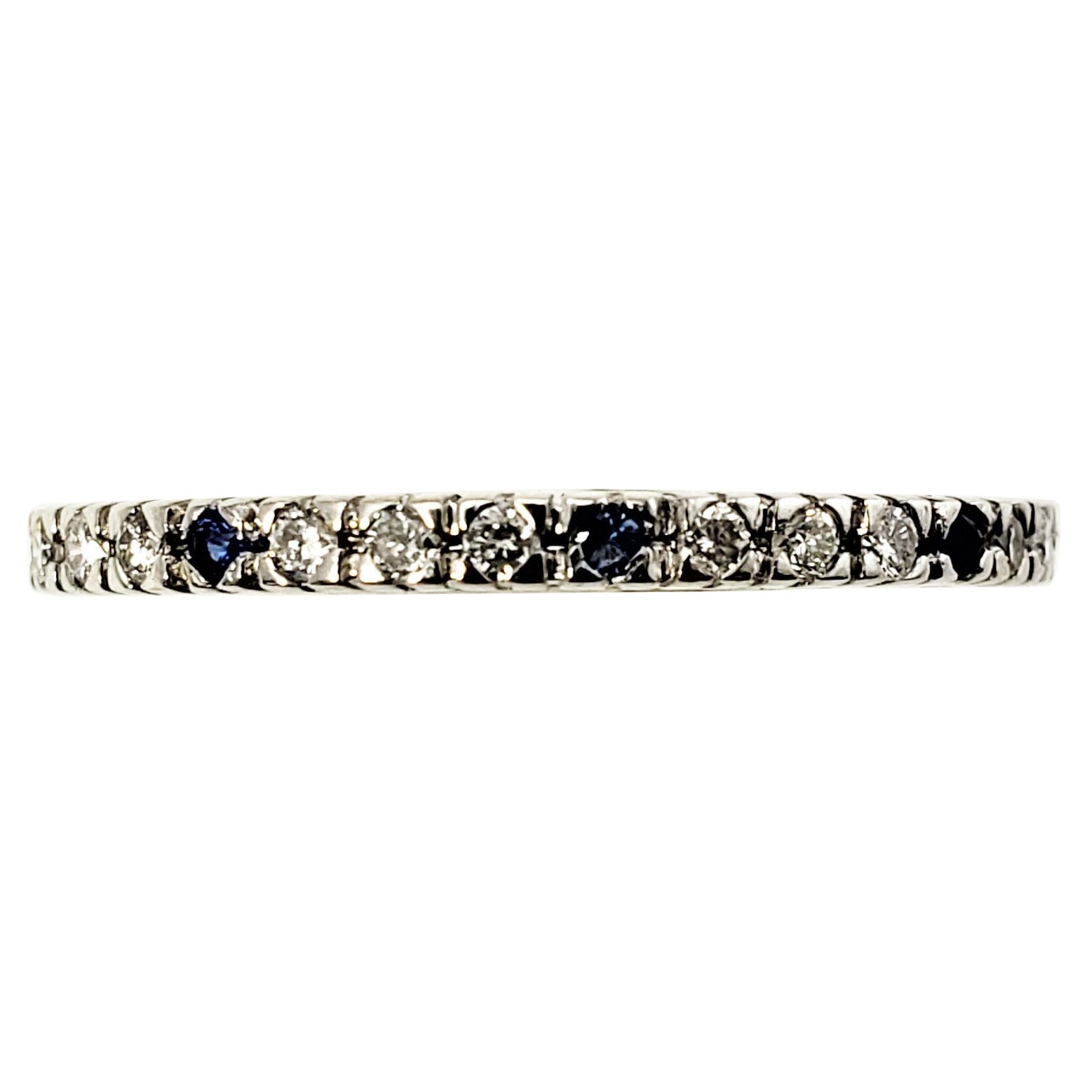 14 Karat White Gold Diamond and Sapphire Band Ring
