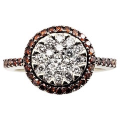 Anillo de oro blanco de 14 quilates con champán y diamantes blancos