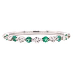 Diamond Emerald Band, White Gold Stackable Ring