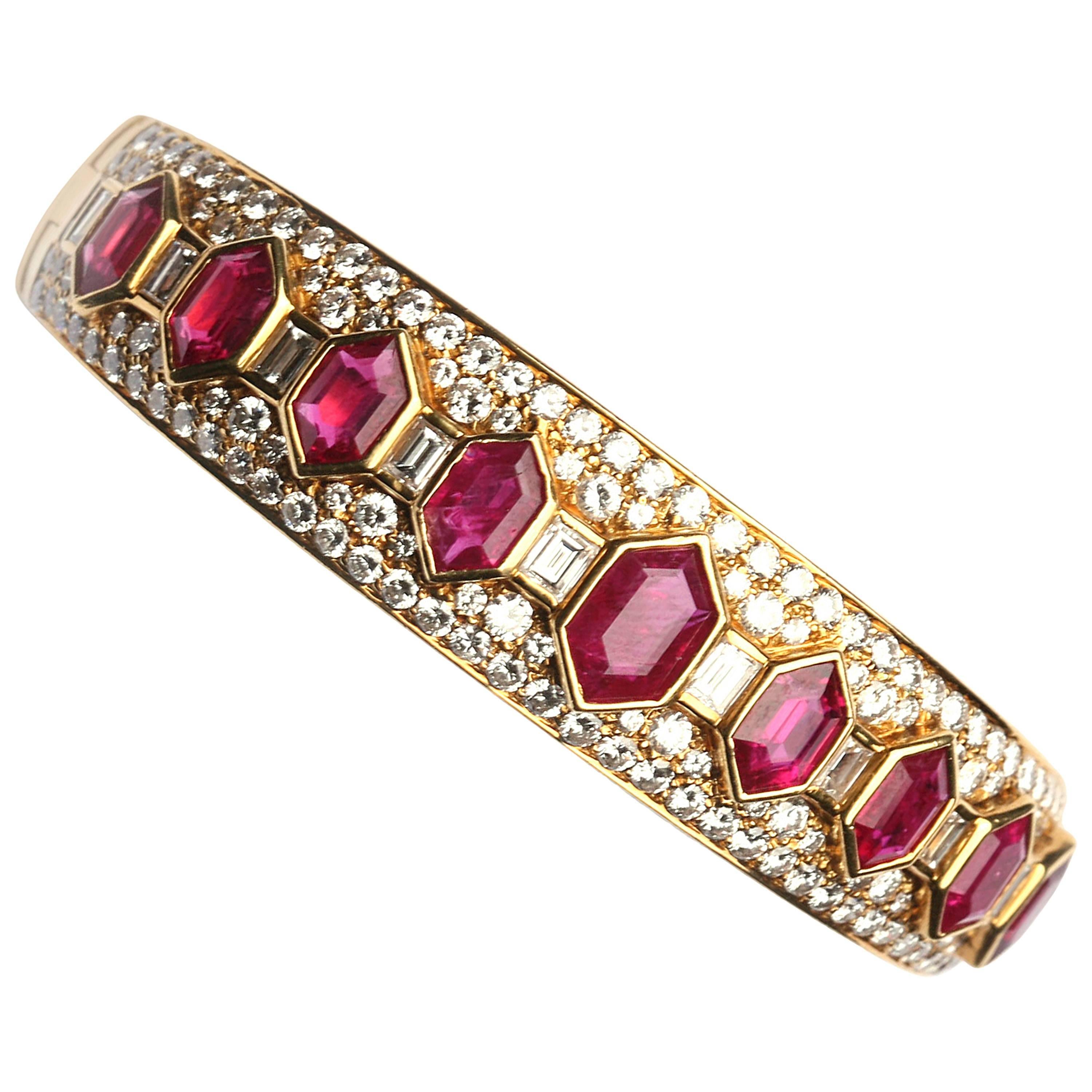 Bulgari Iconic Ruby Diamond Bangle Bracelet