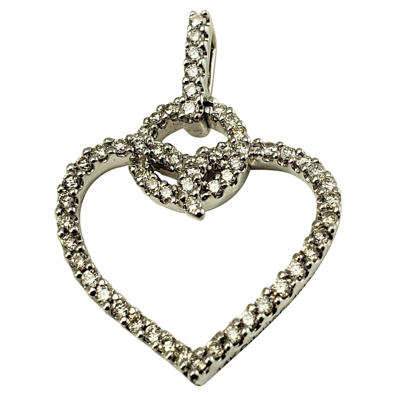 10 Karat White Gold Diamond Heart Pendant