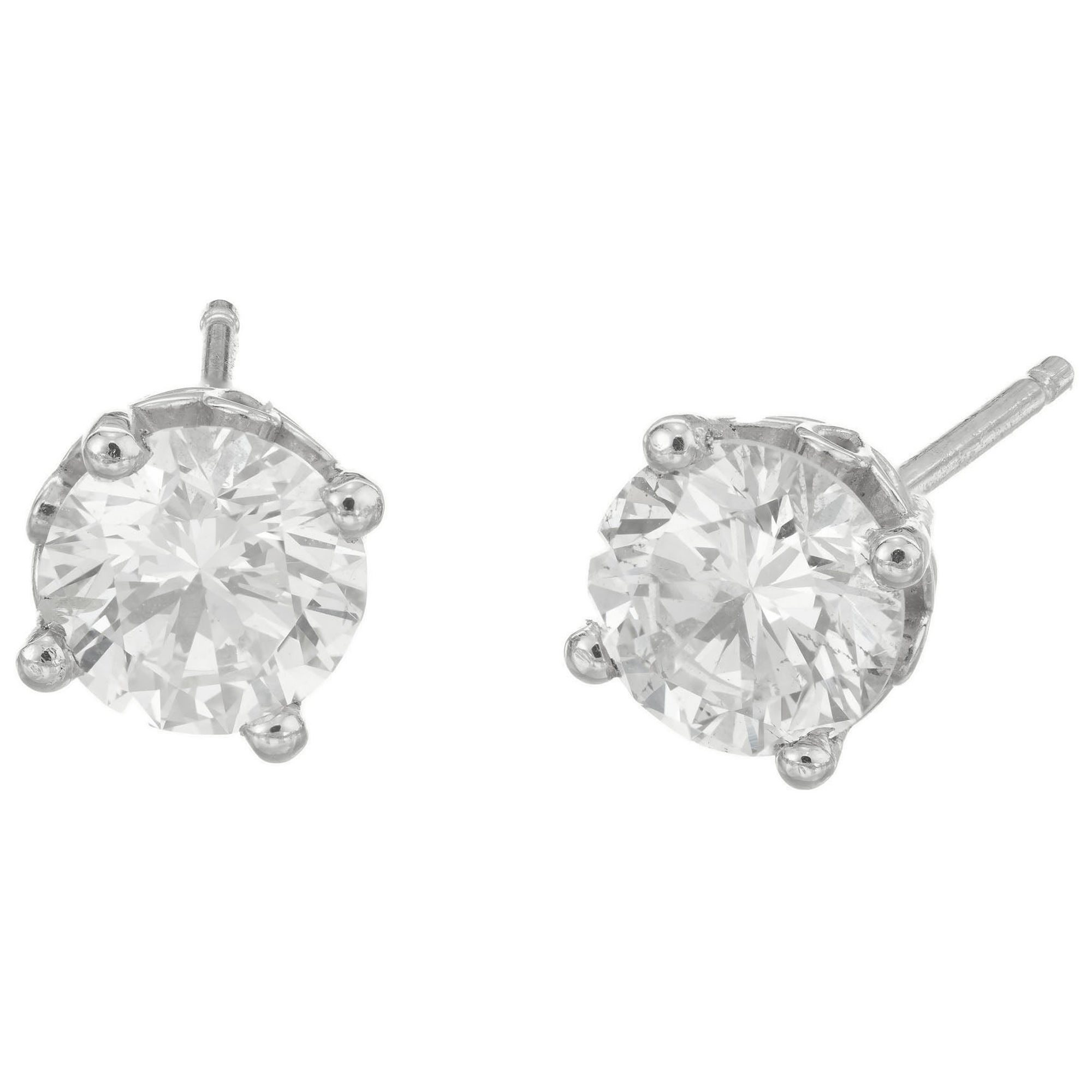 Peter Suchy 1.52 Carat Round Diamond Platinum Stud Earrings For Sale