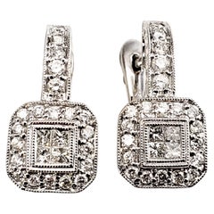 Vintage 14 Karat White Gold and Diamond Earrings