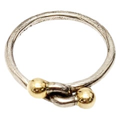 Tiffany & Co Sterling Silber 18K Gelbgold Double Ball Hook Ring