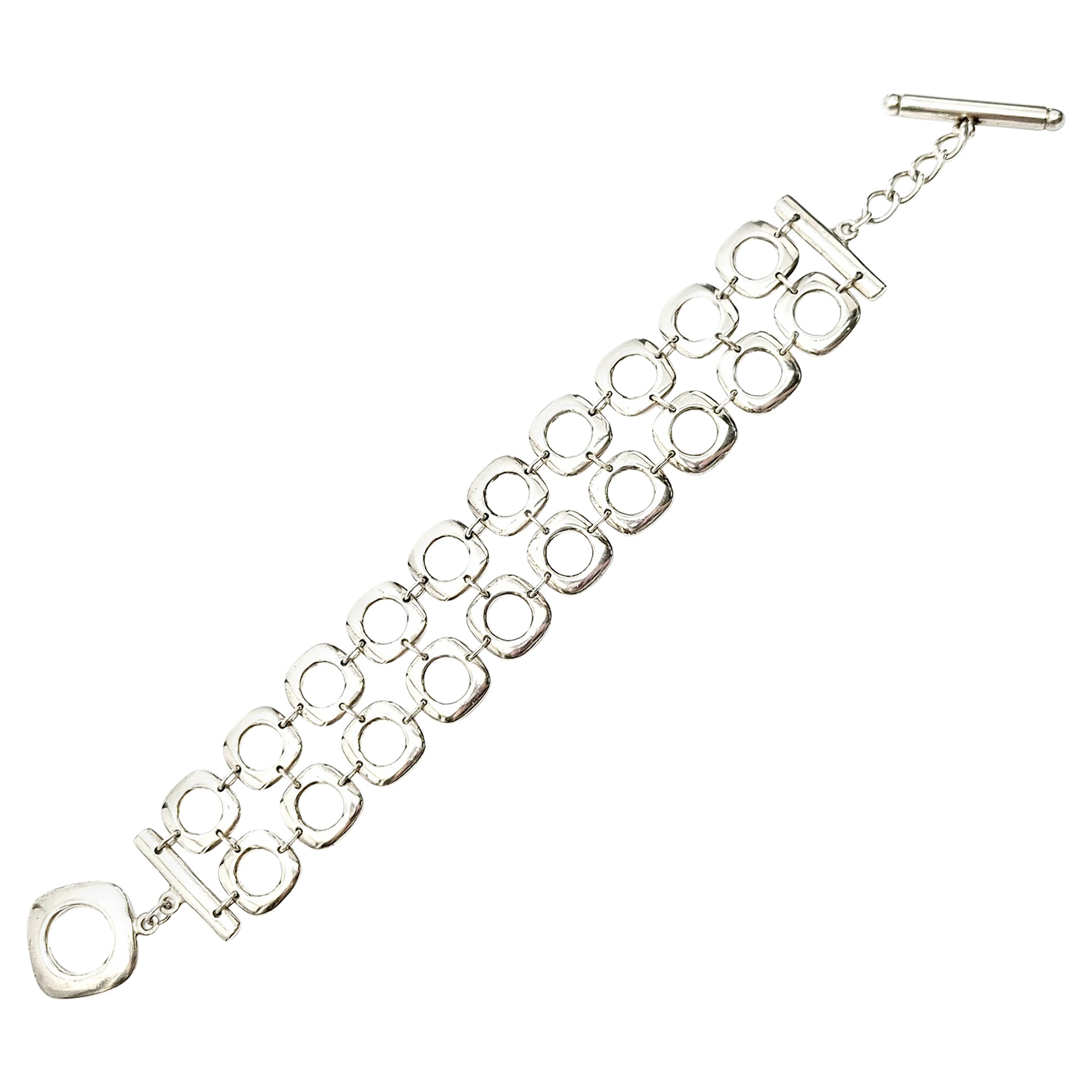 Tiffany & Co. Sterling Silver Double Row Square Cushion Link Bracelet