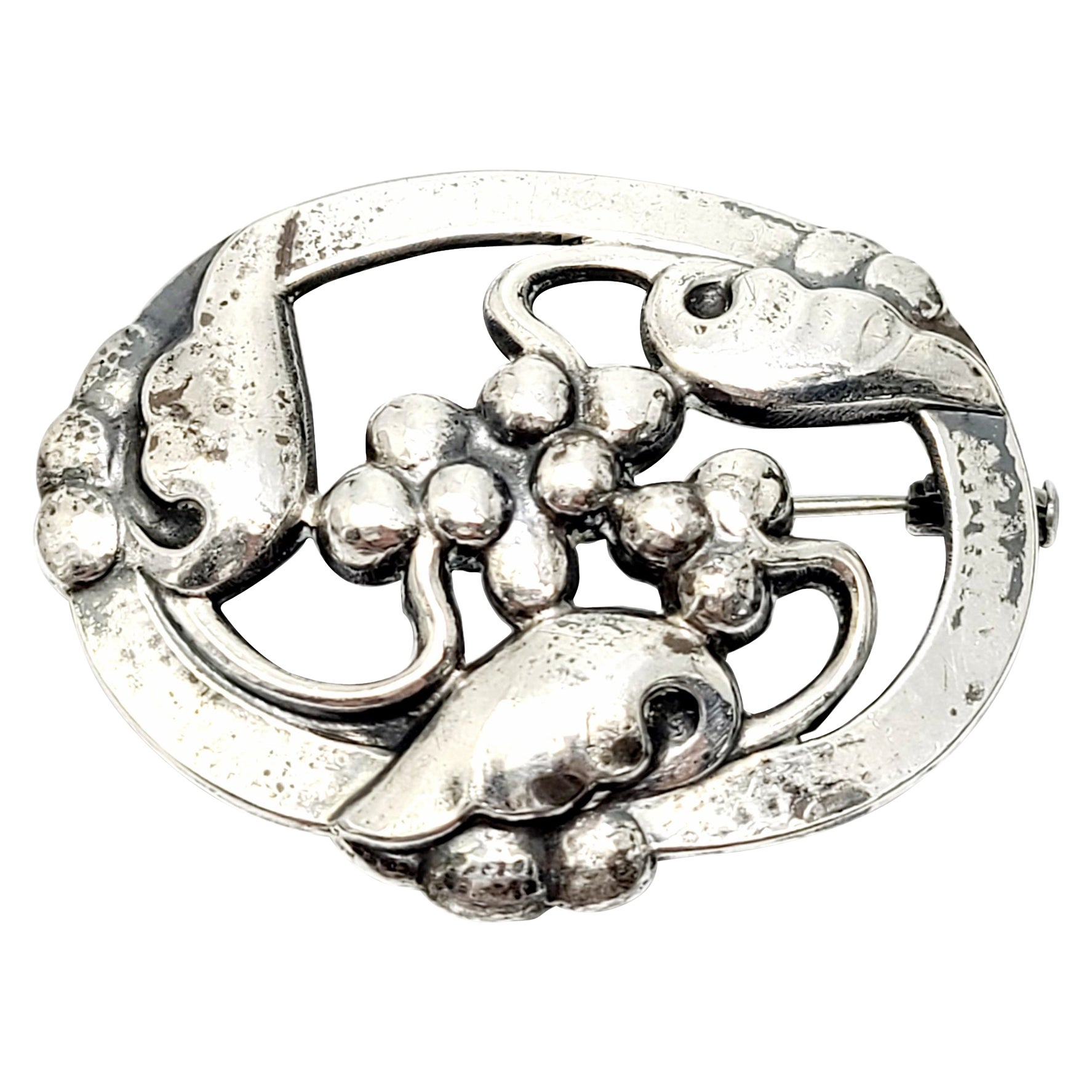 Georg Jensen Denmark Sterling Silver 101 Moonlight and Grapes Pin/Brooch