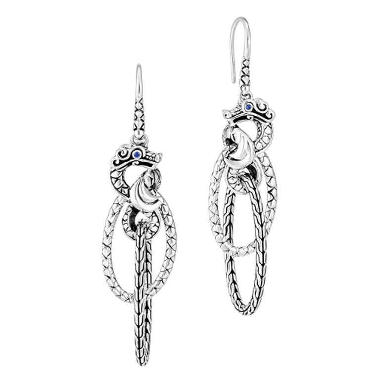 John Hardy Classic Chain Hoop Earring with Blue Sapphire EBS900434BSP at 1stDibs