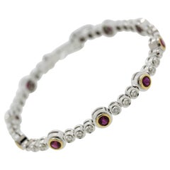 Fine Ruby Diamond Gold Tennis Bracelet