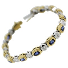 Sapphire Diamond Two-Tone Gold Tennis Bracelet