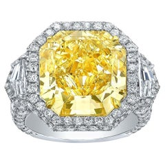 GIA Certified 10.43 Ct. Fancy Light Yellow Diamond Engagement Ring in 18K Gold