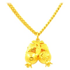 24k Yellow Gold Pomegranate Pendant Necklace