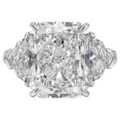 GIA Certified 9.02 Carat Radiant Cut Diamond Three-Stone Engagement Ring