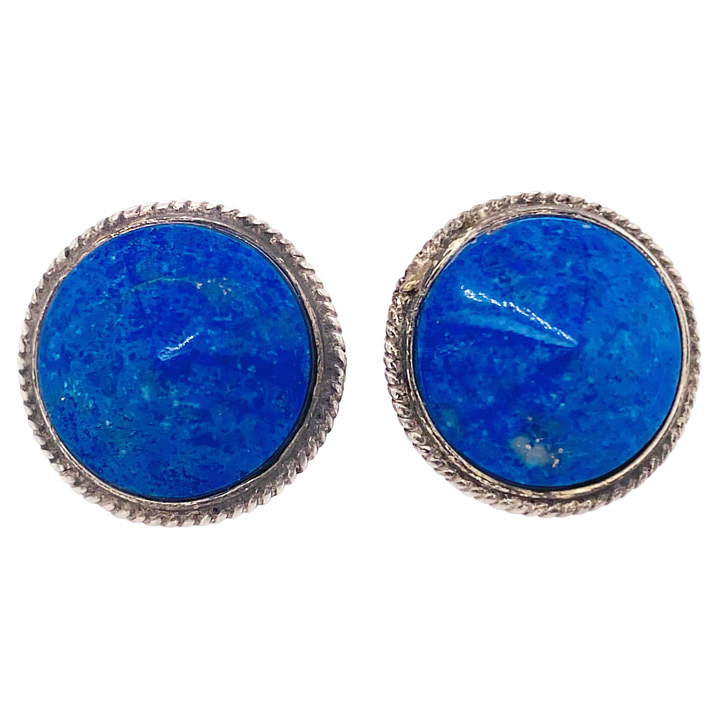 Blue Lapis Stud Earrings, Large Sterling Silver Pointed Blue Lapis Studs  For Sale at 1stDibs