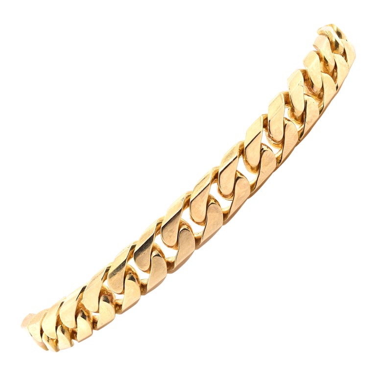 18 Karat Yellow Gold Cuban Link Bracelet at 1stDibs