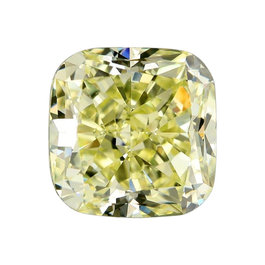 Fancy Light Yellow Diamond Ring 3.01 Carat Cushion Cut GIA Certified ...