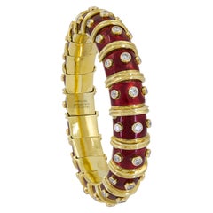 Tiffany & Co. Schlumberger Red Enamel Diamond Bracelet