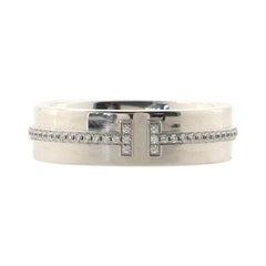 Tiffany & Co. T Two Ring 18K White Gold and Diamonds Wide