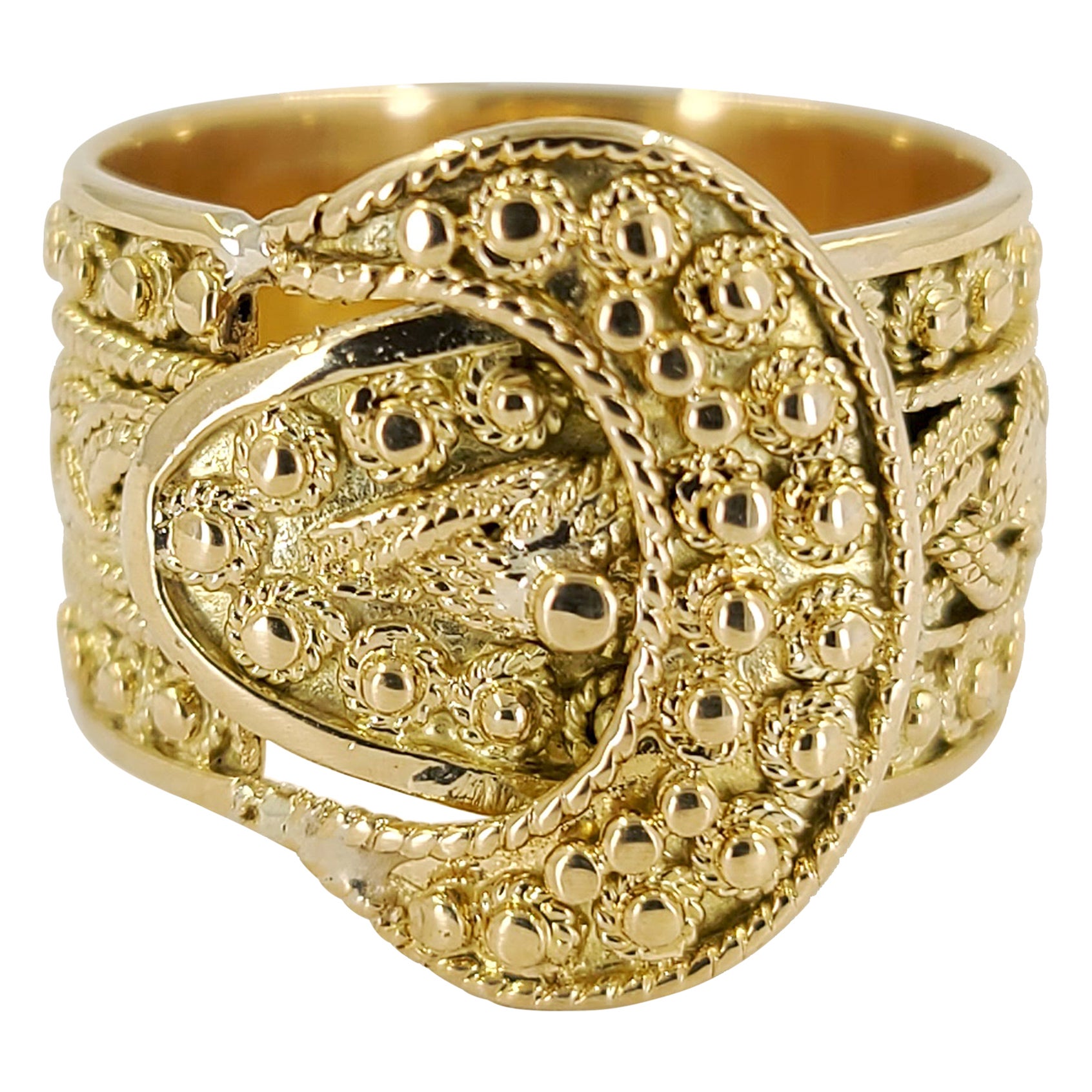 14 Karat Yellow Gold Vintage Wide Buckle Band Ring