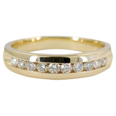 Men's 14 Karat Yellow Gold Diamond Channel Band Ring