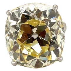 GIA Certified 26.63 Carat Old Mine Cut Natural Fancy Yellow Diamond Ring 