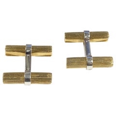 Cartier Paris 2 Tone Gold Ribbed Bar Cufflinks