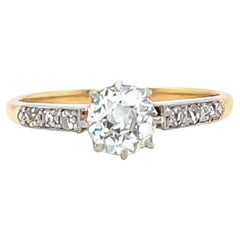 Bague de fiançailles en or 18K avec diamant ancien GIA de taille européenne