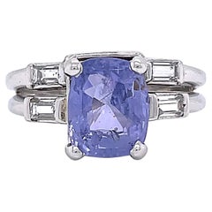 Retro Sapphire Diamond Platinum Ring