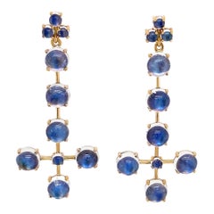 14 Karat Gold Royal Blue Moonstone Earrings