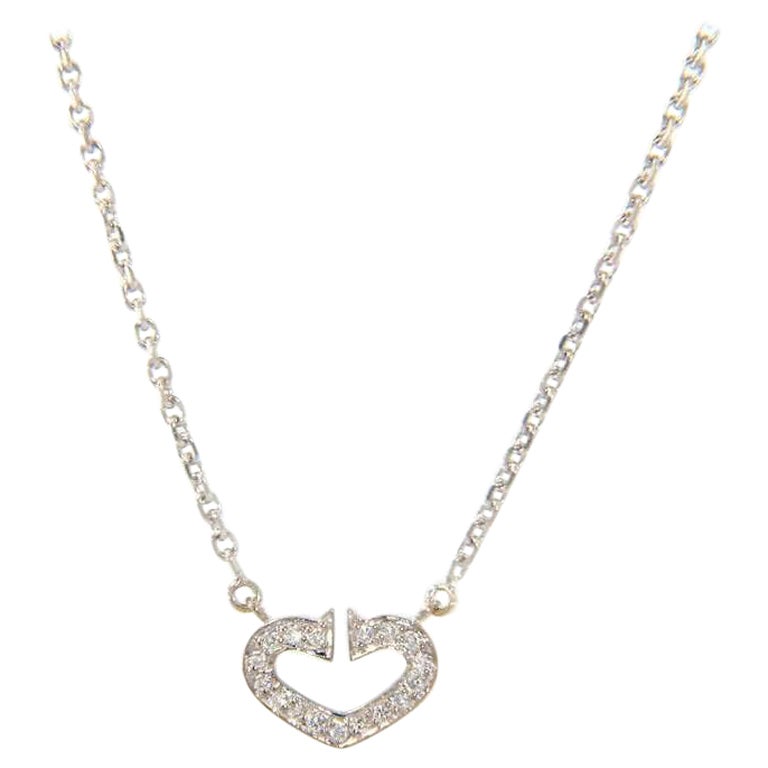 Cartier Diamond Double C Heart Pendant Necklace in 18kt White Gold