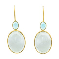 Quartz Earring Aquamarine Yellow Gold 18 Karat 