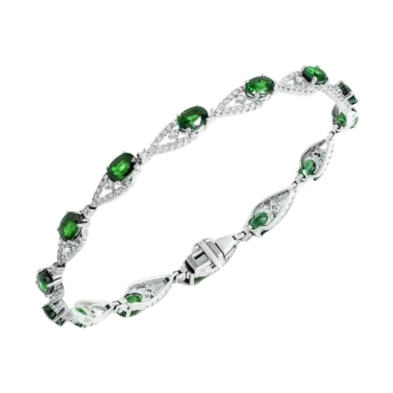 Original Classic Emerald Diamond White Gold Tennis Bracelet for Her