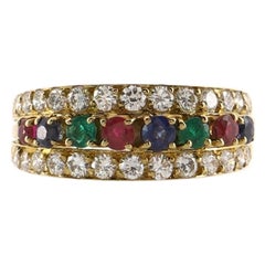 Van Cleef & Arpels Vintage Cocktail Ring 18K Yellow Gold with Diamonds, Rubies