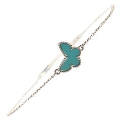 Van Cleef & Arpels Sweet Alhambra Butterfly Bracelet 18K White Gold and Turquois