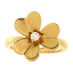 Van Cleef & Arpels Frivole 1 Flower Ring 18K Yellow Gold with Diamond Small