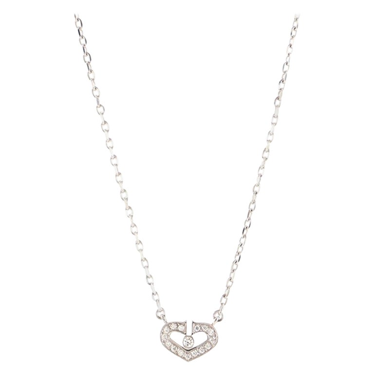 Cartier C Heart de Cartier Pendant Necklace 18K White Gold with Diamonds