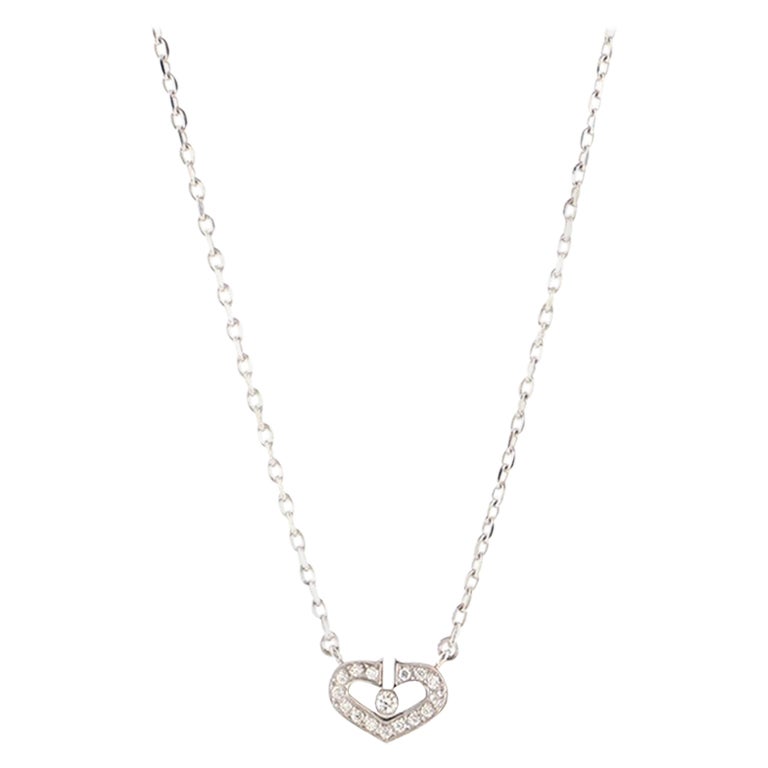 Collier Cœur En Or Blanc 18k - Chaîne Délicate Pour Femme - Neuf Sans Emballage
