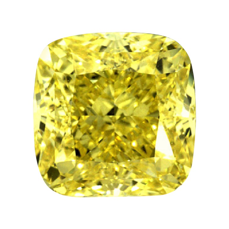 GIA Certified 3 Carat Cushion Fancy Yellow Diamond