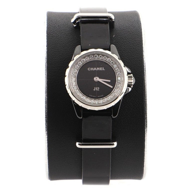 Chanel J12 XS Quartz Watch Ceramic and Stainless Steel with Diamond Flange  at 1stDibs | chanel j12 xs watch