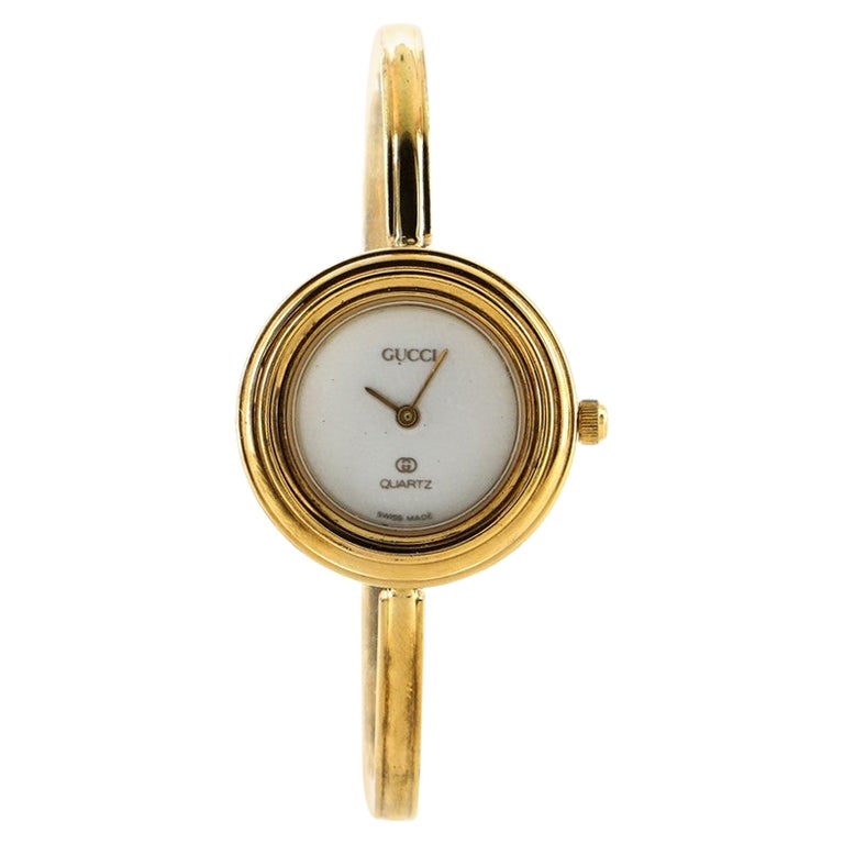 Gucci 1100 Interchangeable Bezel Bangle Quartz Watch Plated Metal with  Plastic at 1stDibs