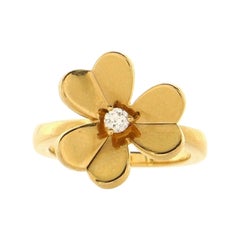Van Cleef & Arpels Bague Frivole 1 fleur en or jaune 18 carats avec diamant petit modèle