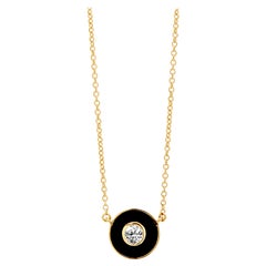 Syna Yellow Gold Cosmic Necklace with Black Enamel and Diamonds