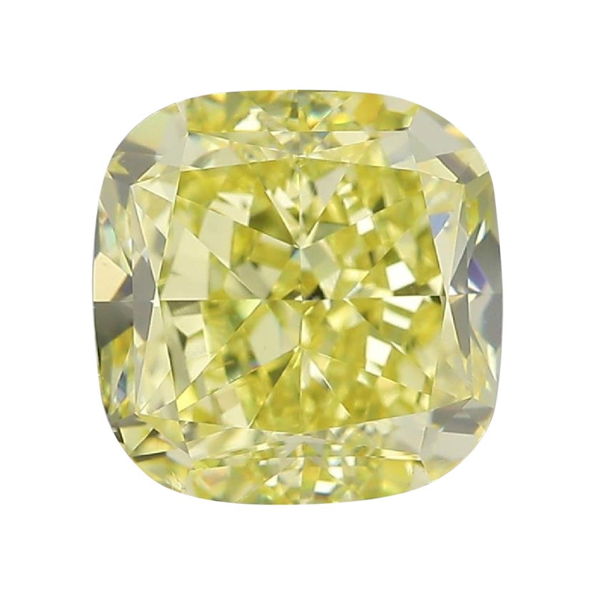 3.44 Carat Natural Yellow Diamond Platinum Cluster Ring at 1stDibs