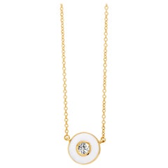 Syna Yellow Gold Cosmic Necklace with White Enamel and Diamonds